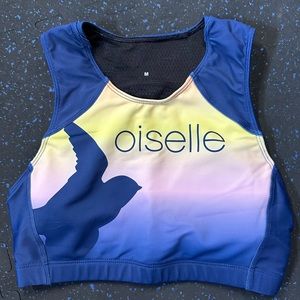 Oiselle Team Running Volee Crop Top/Sports Bra Bird Print Size Medium